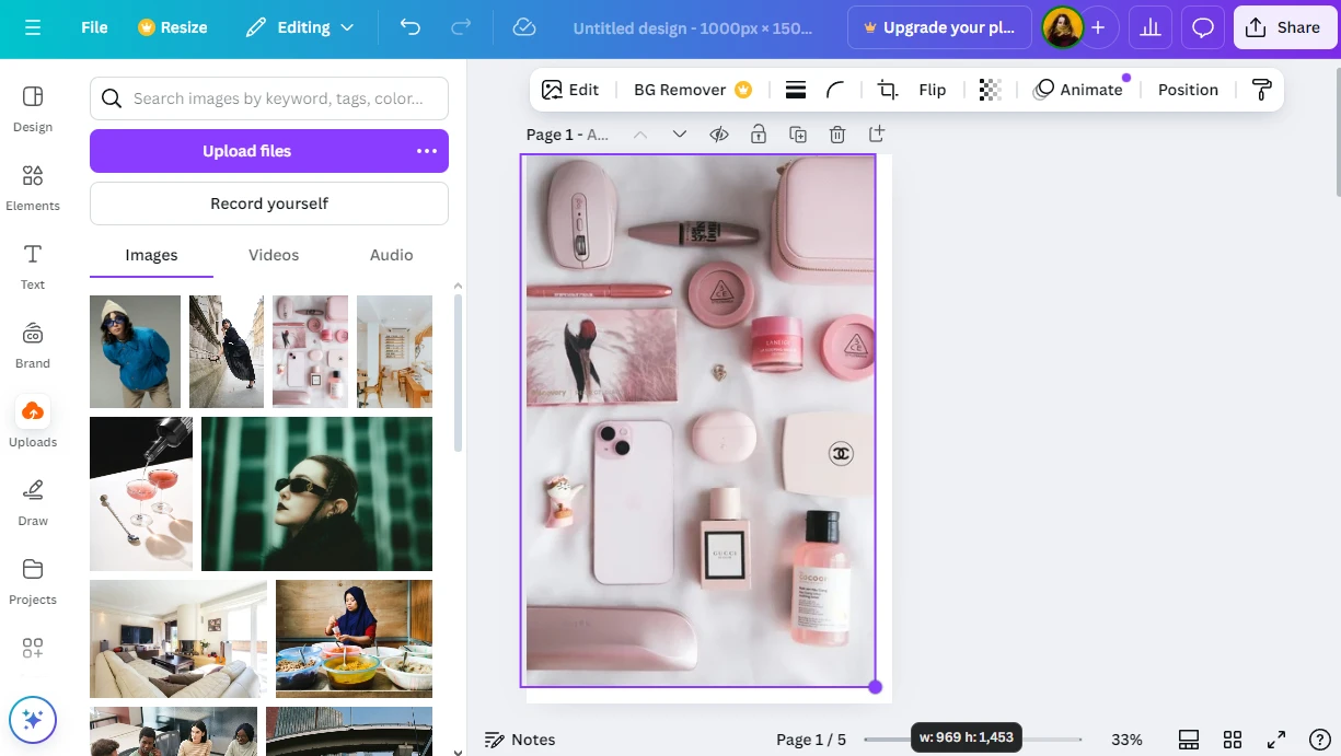 Como redimensionar múltiplas imagens no Canva